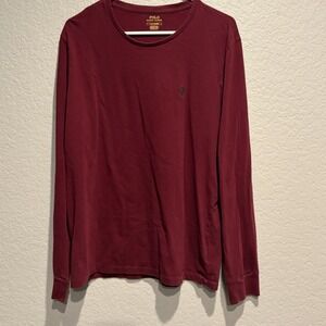 POLO Ralph Lauren Mens Large Classic Fit Long Sleeve Soft Cotton Tee Burgundy